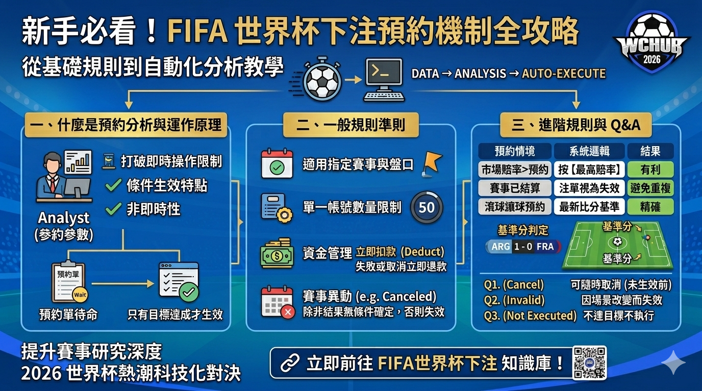 FIFA 世界杯預約下注機制全攻略圖解：從基礎規則到進階自動化分析與 FAQ Step-by-Step Guide to FIFA World Cup Pre-order Mechanism: Basic Rules, Advanced Automation Analysis, and FAQ Infographi